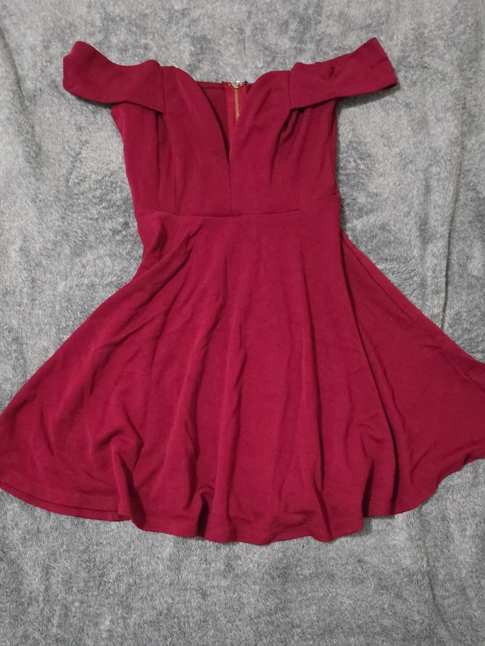 Papaya Off-Shoulder Wine Midi Dress